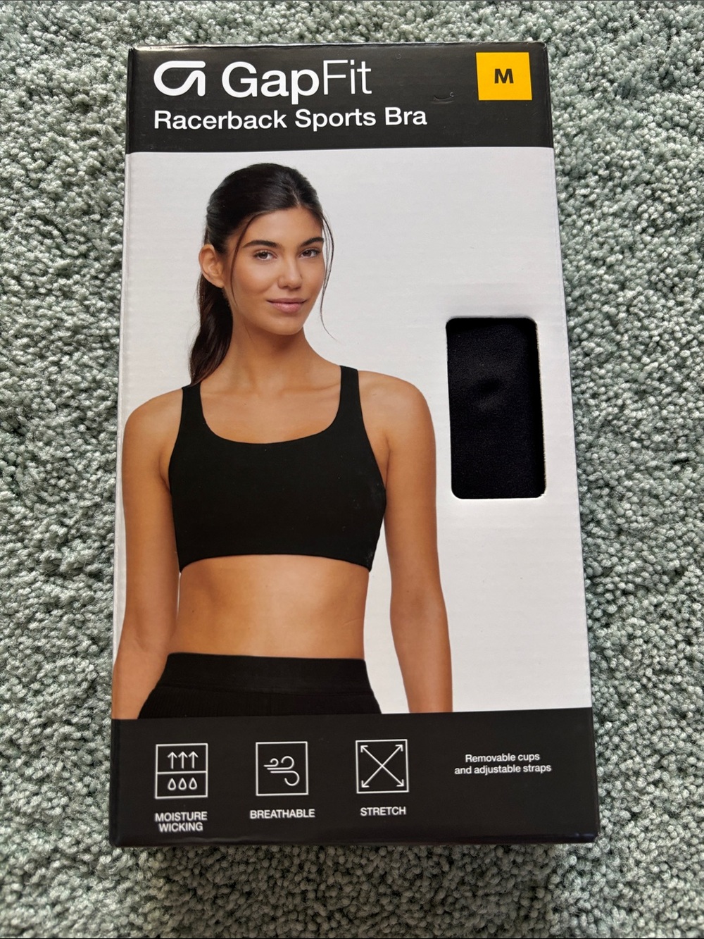 GapFit Racerback Sports Bra Black Medium Athletic NWT